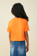 GY9582 Orange Girls Gameday Sequin Football Patched T Shirt Back