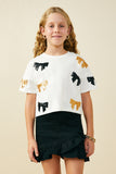 Gameday Team Color Sequin Bow Patched T Shirt