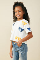 GY9583 ORANGE Girls Gameday Team Color Sequin Bow Patched T Shirt Side