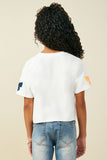 GY9583 ORANGE Girls Gameday Team Color Sequin Bow Patched T Shirt Back