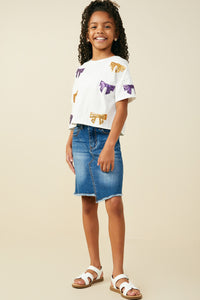 Gameday Team Color Sequin Bow Patched T Shirt