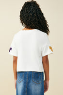 Gameday Team Color Sequin Bow Patched T Shirt