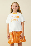 GY9584 Orange Girls Gameday Mix Media Touchdown Dress Front