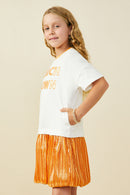 GY9584 Orange Girls Gameday Mix Media Touchdown Dress Side