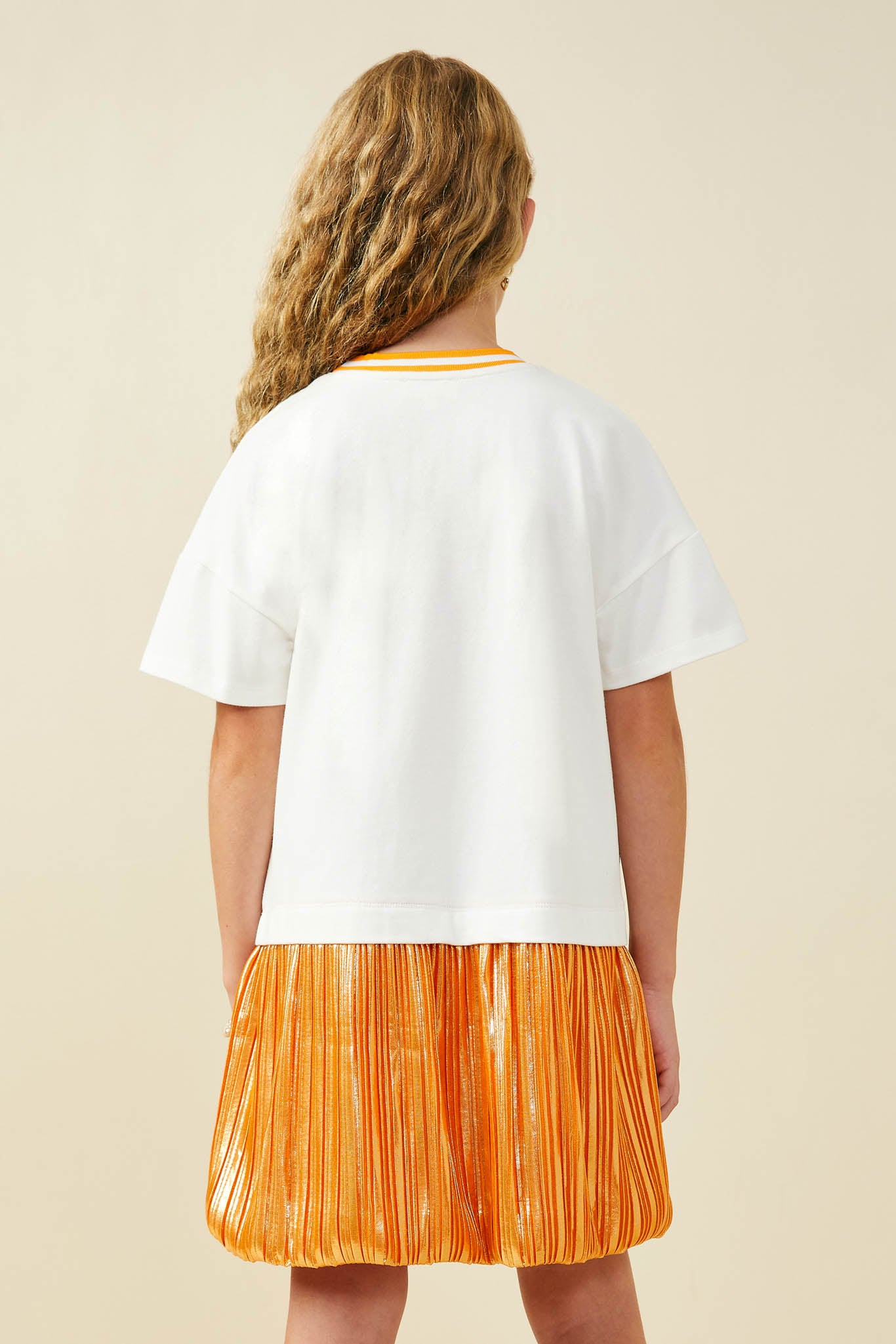 GY9584 Orange Girls Gameday Mix Media Touchdown Dress Back