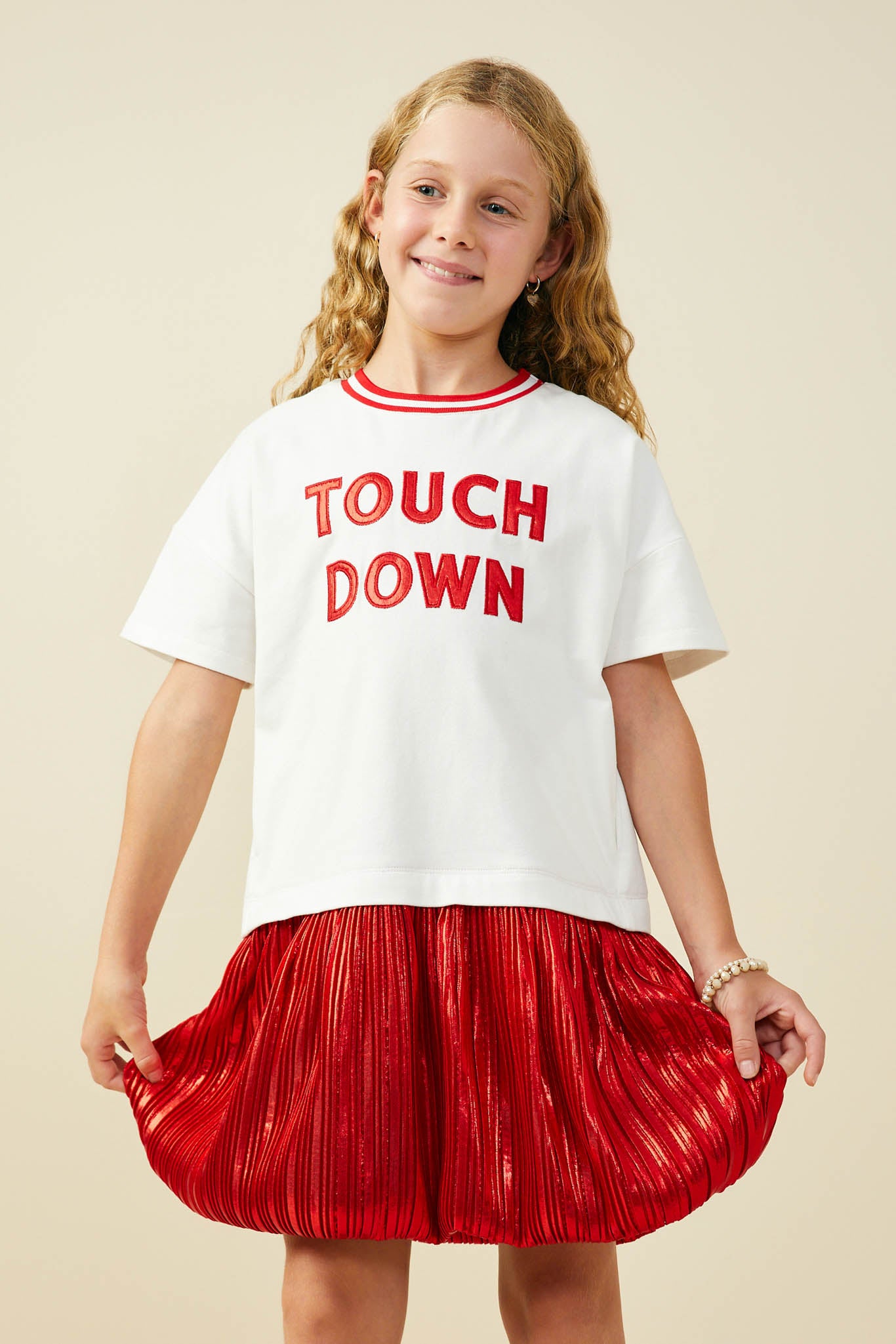 Girls Gameday Touchdown Mix Media Dress | Cute Girls' Clothes Red / M Red *Girl's Dresses Midi Dresses Hayden Girls Girls Gameday Touchdown Mix Media Dress | Cute Girls' Clothes Red / M Red *Girl's Dresses Midi Dresses Hayden Girls