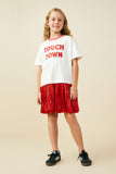 GY9584 Red Girls Gameday Mix Media Touchdown Dress Pose