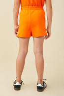 GY9586 Orange Girls Bow Detail Side Strip Knit Shorts Back
