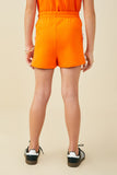 GY9586 Orange Girls Bow Detail Side Strip Knit Shorts Back
