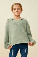 Wide Johnny Collar Textured Knit Top