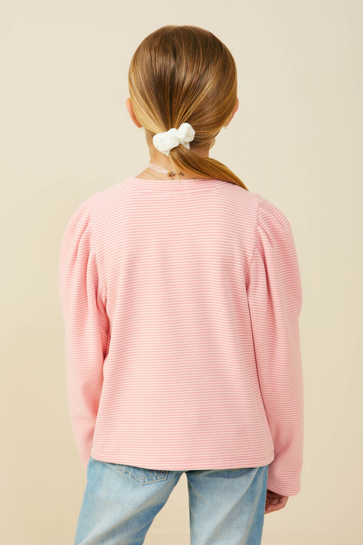 Ribbed Puff Shoulder Long Sleeve Knit Top