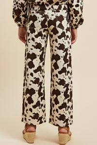 Cow Print Straight Leg Pants