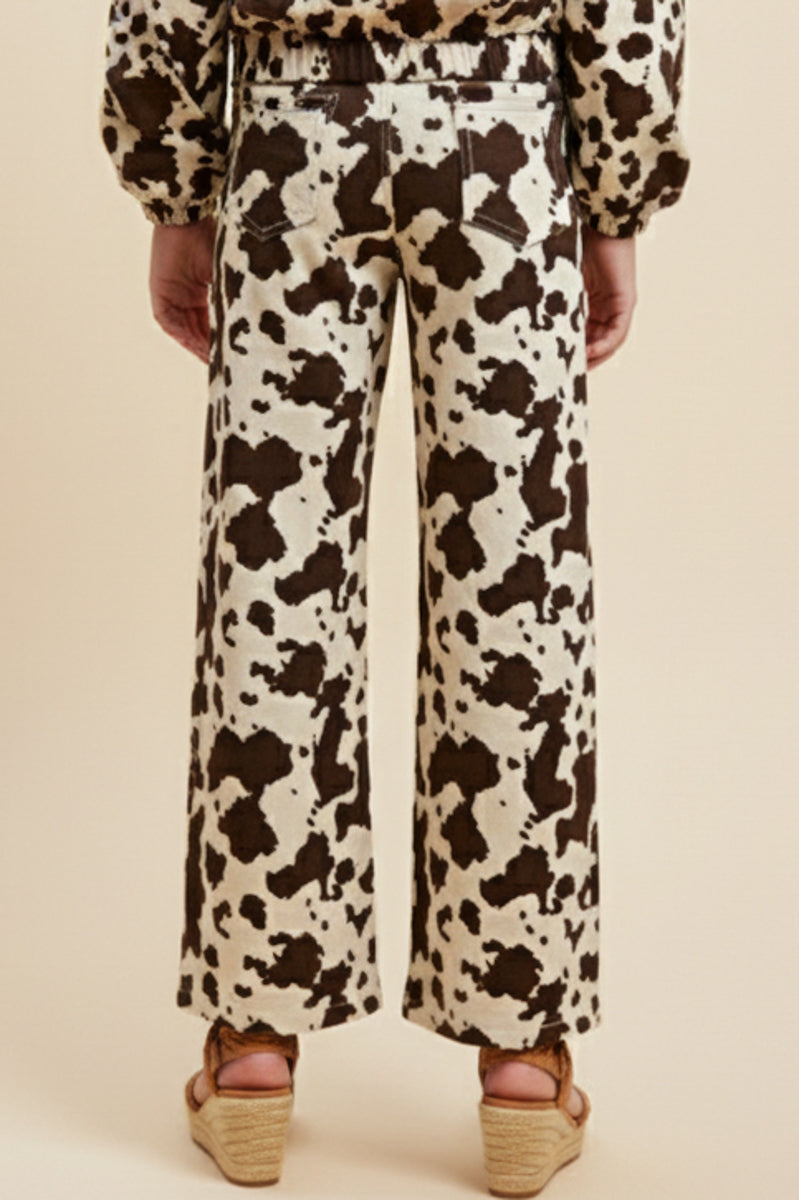 Cow Print Straight Leg Pants