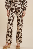 Cow Print Straight Leg Pants