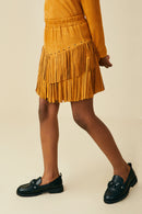 Studs And Fringe Detailed Suede Skirt