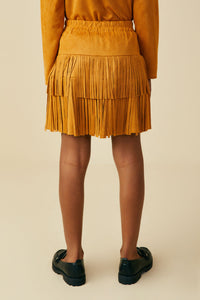 Studs And Fringe Detailed Suede Skirt