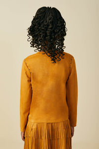 Studded Detailed Long Sleeve Suede T Shirt