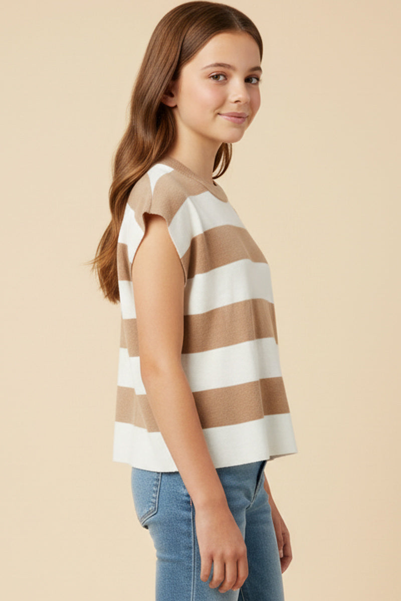 Striped Soft Sweater Knit Boxy Tank