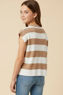 Striped Soft Sweater Knit Boxy Tank
