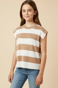 Striped Soft Sweater Knit Boxy Tank