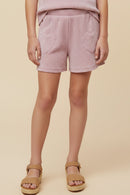 Textured Stripe Heart Pocket Shorts