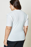 H11058W OFF WHITE Plus Ruffle Collar Knit Top Back