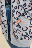 H4100W H.GREY Plus Leopard Knit Sweater Cardigan Detail