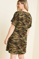 H4443W CAMO Plus Camo Tie-Front T-Shirt Dress Back