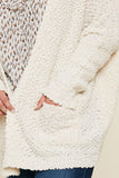 H5692W CREAM Plus Textured Dolman Sleeve Sweater Cardigan Detail