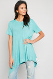 H5817 MINT Women's Raw Edge Tunic Tee Side