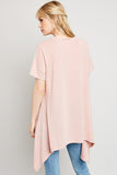 H5817 PINK Women's Raw Edge Tunic Tee Back