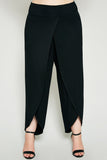 H6226W BLACK Plus Knit High Waist Petal Capri Pant Front
