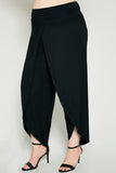 H6226W BLACK Plus Knit High Waist Petal Capri Pant Side