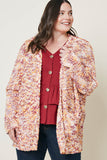 H6278W MAUVE Plus Textured Dolman Sleeve Cardigan Sweater Front