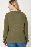 H7992W OLIVE Plus High Neck Ruffle Sweater Top Back