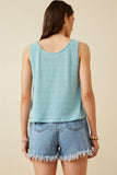 HDK1909 Blue Womens Patterned Button Detail Knit Tank Back