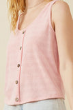 HDK1909 Pink Womens Patterned Button Detail Knit Tank Detail