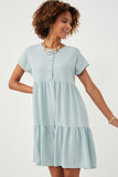 HDN4698 MINT Womens Waffle Knit Button Detail Dress Front