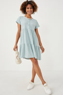 HDN4698 MINT Womens Waffle Knit Button Detail Dress Full Body