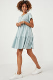 HDN4698 MINT Womens Waffle Knit Button Detail Dress Pose