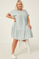 HDN4698W MINT Plus Waffle Knit Button Detail Dress Pose