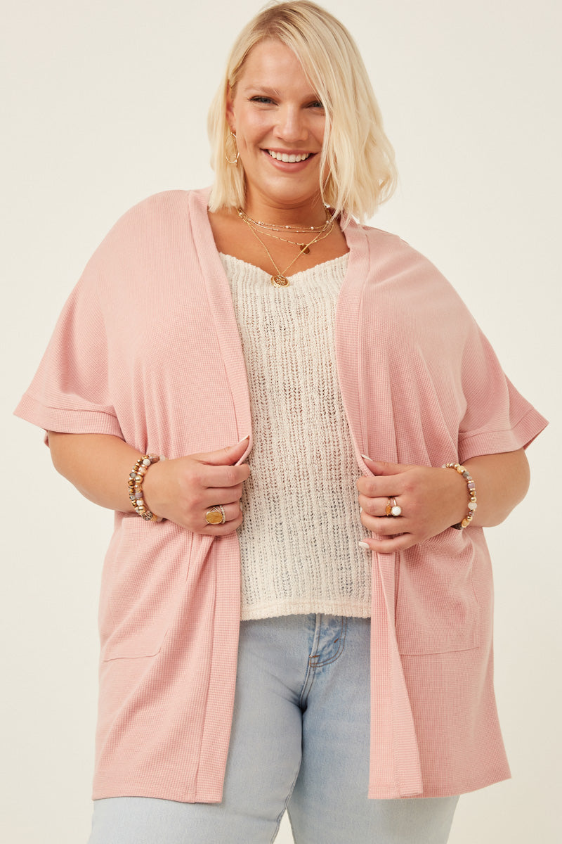 HYEON ワッフルカーディガン／pink beige AMARA CARDIGAN - S1439C – dRA