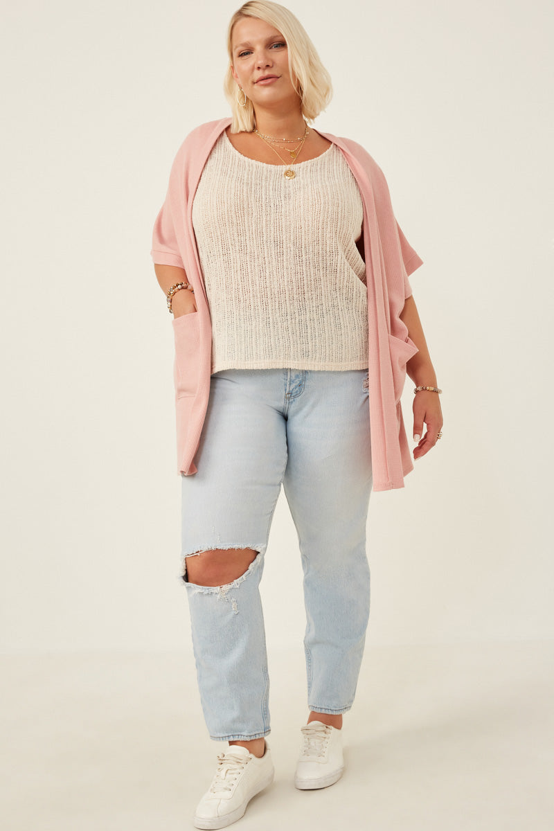 HYEON ♡ waffle cardigan / pink beige Womens Waffle Knit Cardigan | Mommy and Me – Hayden Girls