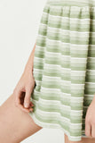 HDY2550 Olive Womens Three Tone Texture Stripe Knit Peplum Detail