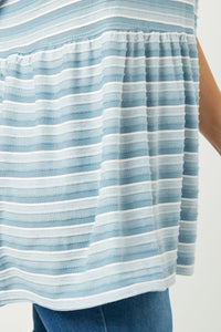 HDY2550W BLUE Plus Three Tone Texture Stripe Knit Peplum Detail