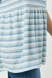 HDY2550W BLUE Plus Three Tone Texture Stripe Knit Peplum Detail