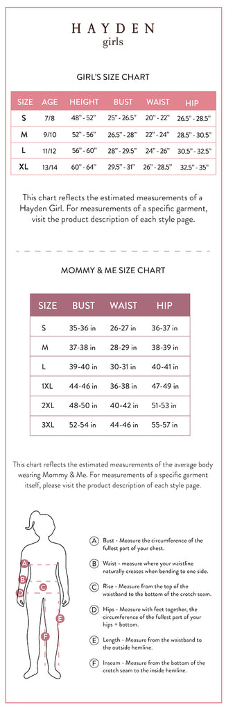 Hayden Girls Size Chart