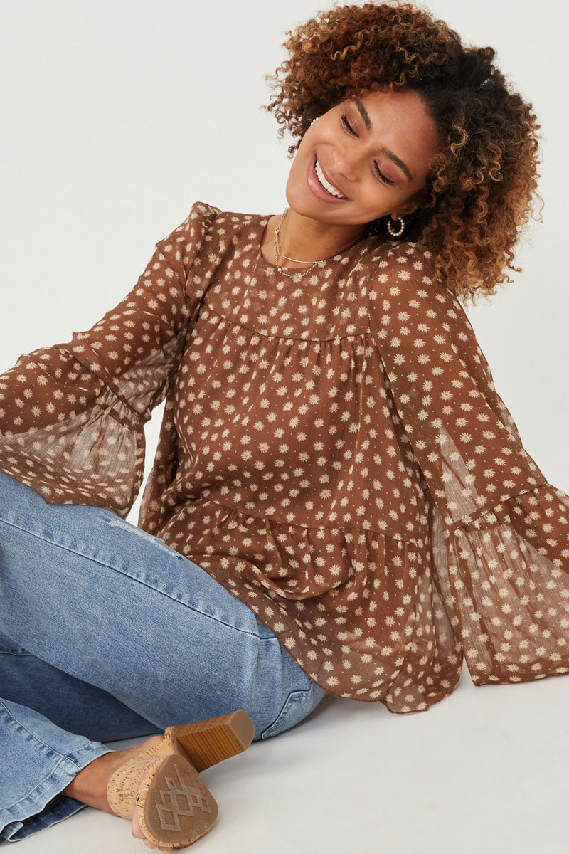Chiffon Tiered Dress Shirt for Women