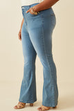 HK1396W DENIM Plus Flared Elastic Waist Stretch Denim Jeans Side