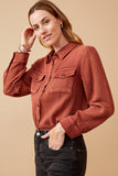 Womens Overdyed Textured Button Up Shirt Side
